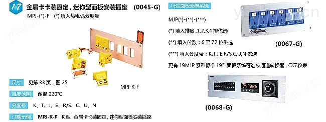 MPJ-(*)-F面板式热电偶插座|美国omega镶嵌式热电偶插座